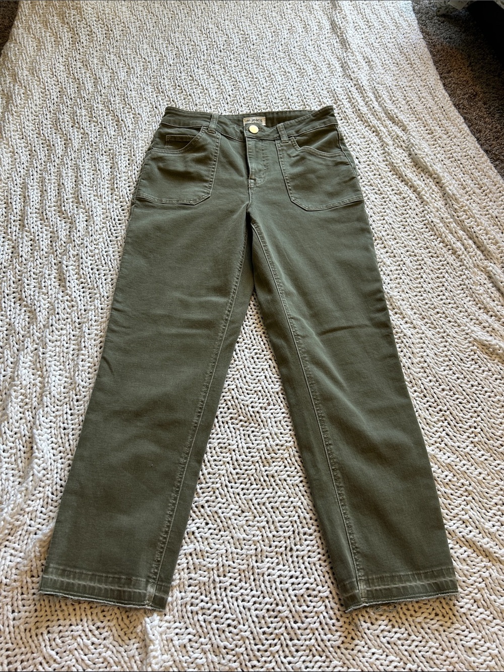 Maurices Olive Green Front-Pocket High Waist Jeans